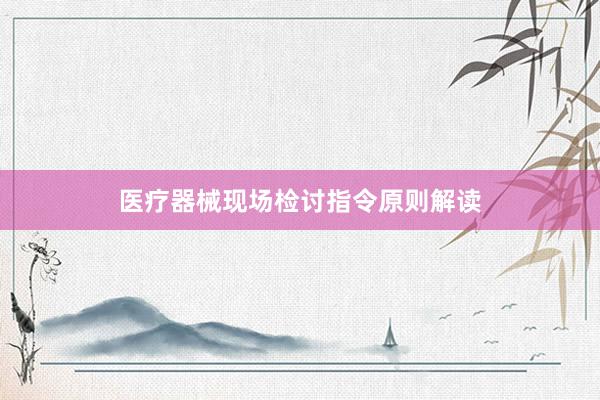 医疗器械现场检讨指令原则解读